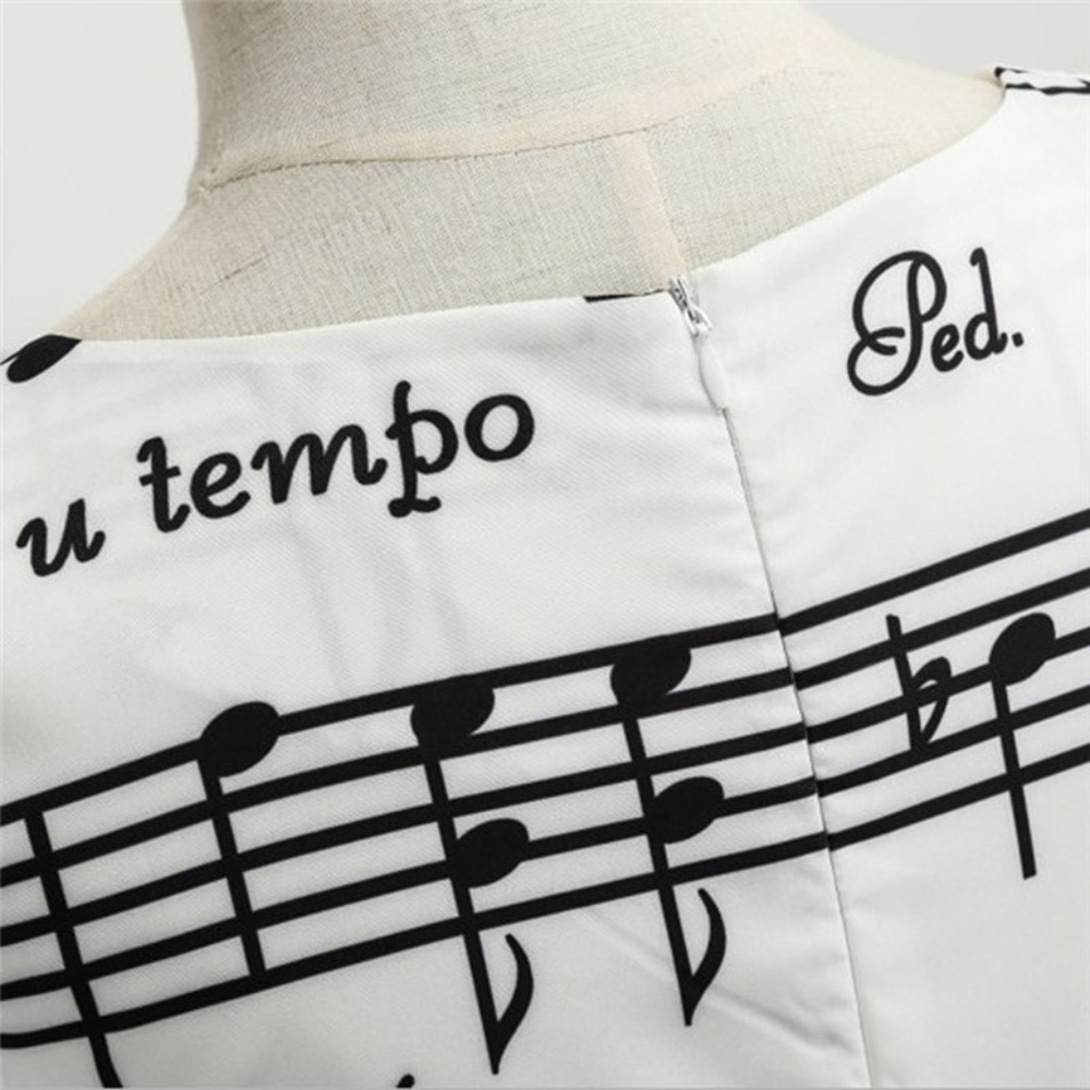 Vintage Style Music Print Dress - Picture 4 of 6